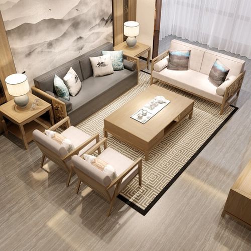 新中式家具厂实沙发客厅实木沙发组合原木色单人位沙发高端定制厂